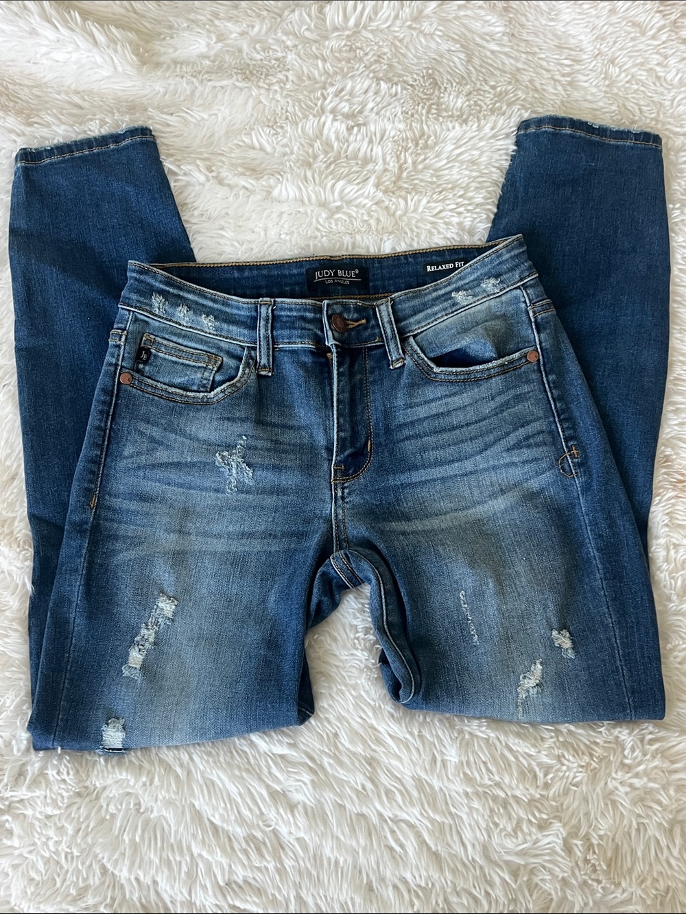 Judy Blue Relaxed Fit Jeans Medium Wash Stretch Denim Women’s sz 5/27 ^